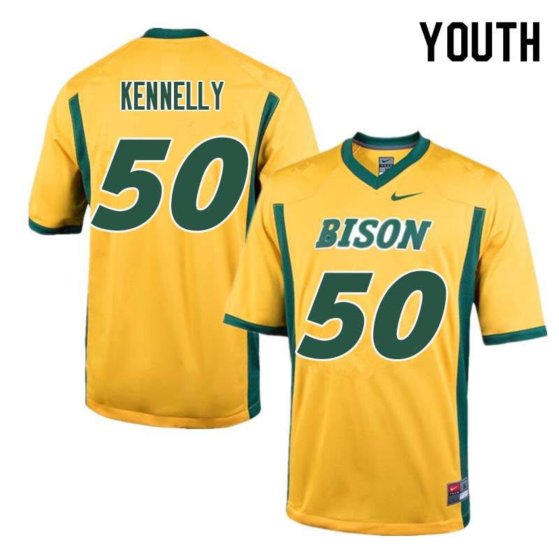 Youth #50 Ross Kennelly North Dakota State Bison College Football Jerseys Sale-Yellow